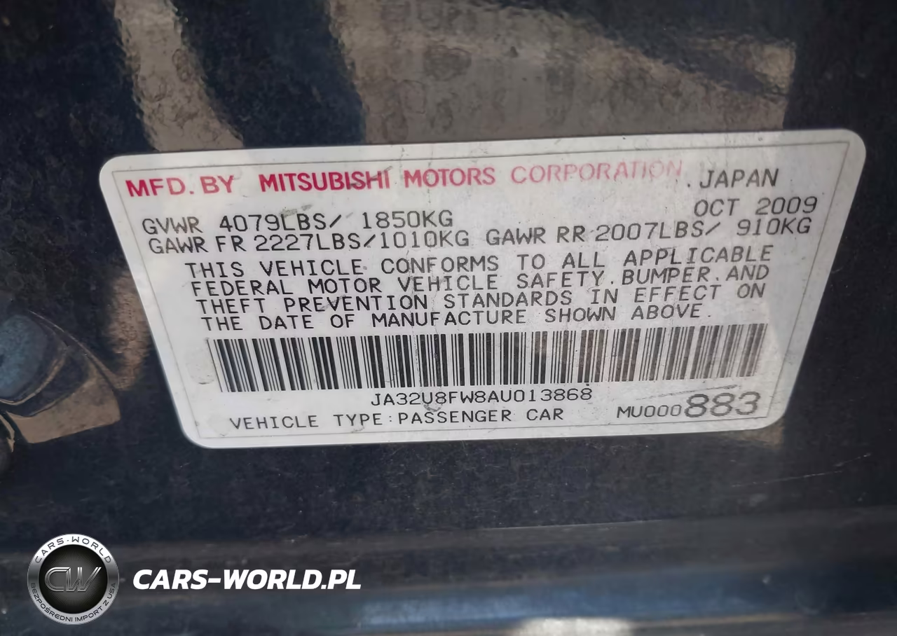 2010 Mitsubishi Lancer Gts VIN:JA32U8FW8AU013868 - 9