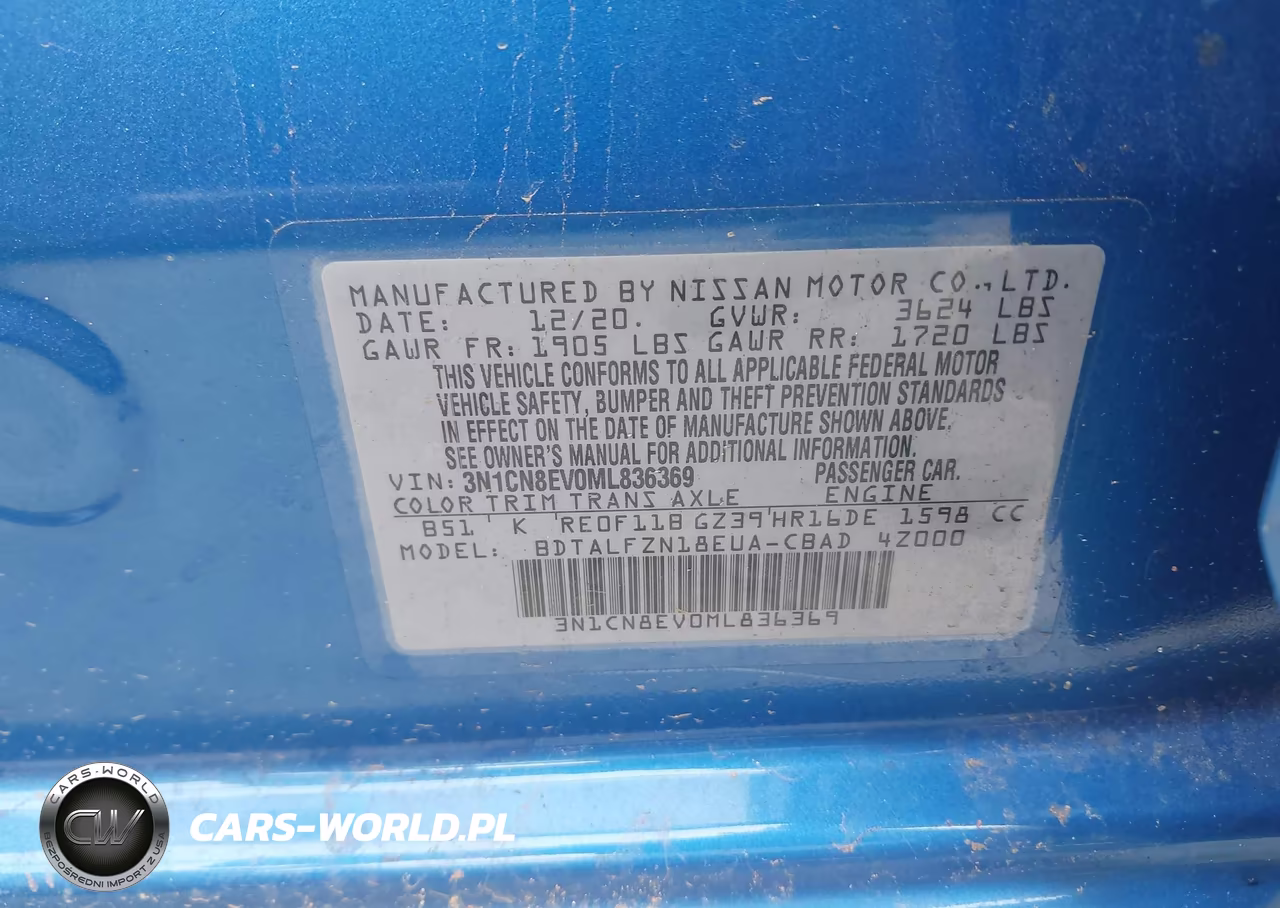 2021 Nissan Versa Sv Xtronic Cvt VIN:3N1CN8EV0ML836369 - 9