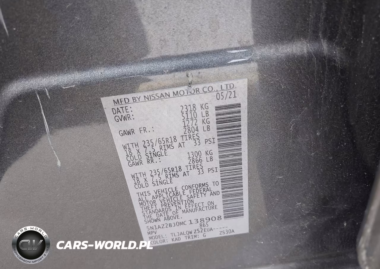 2021 Nissan Murano Sv Fwd VIN:5N1AZ2BJ0MC138908 - 9
