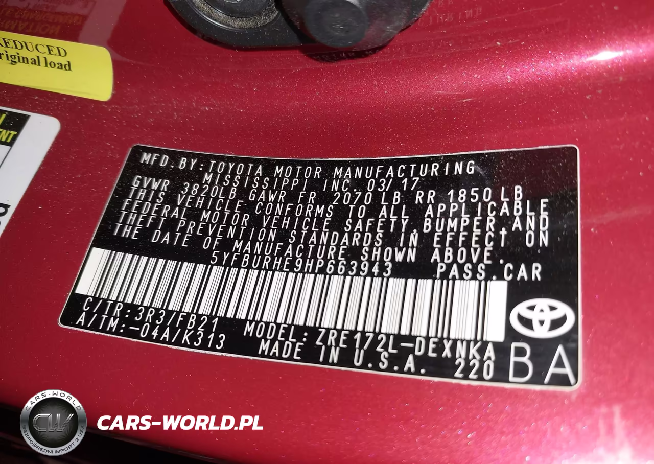 2017 Toyota Corolla Le VIN:5YFBURHE9HP663943 - 9