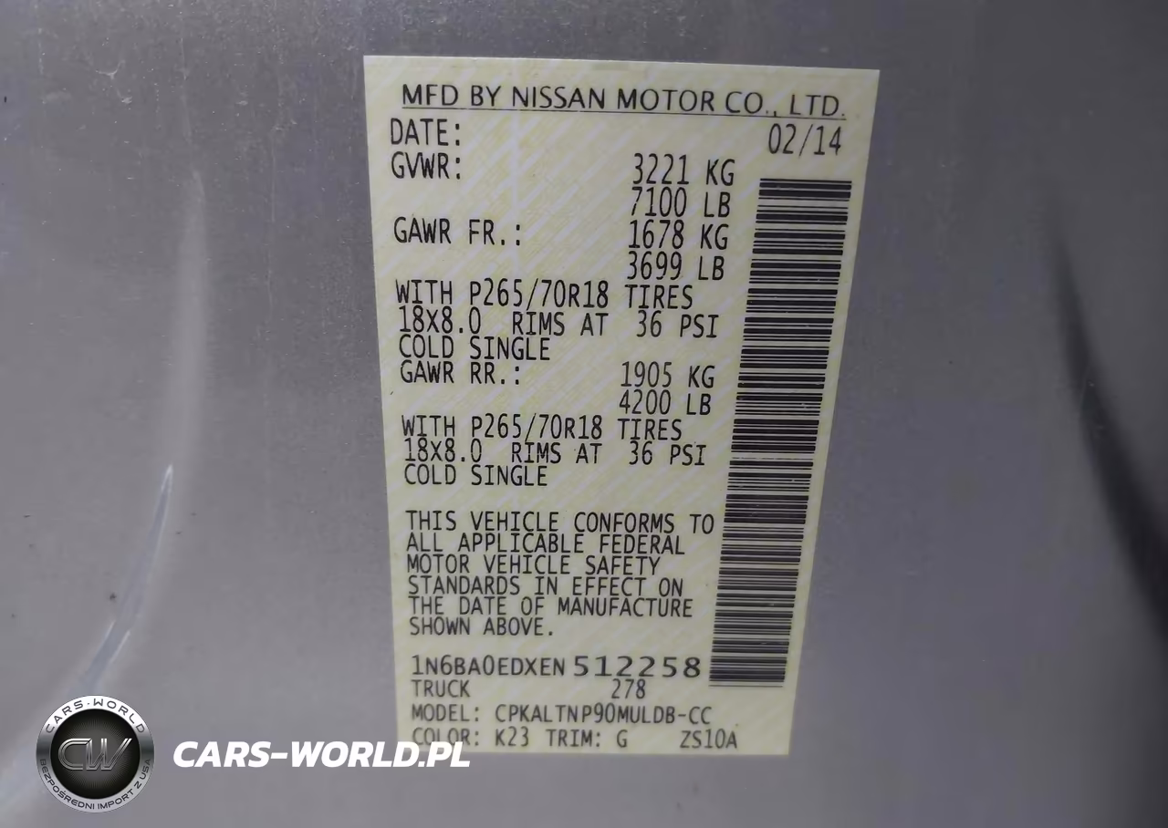 2014 Nissan Titan VIN:1N6BA0EDXEN512258 - 9