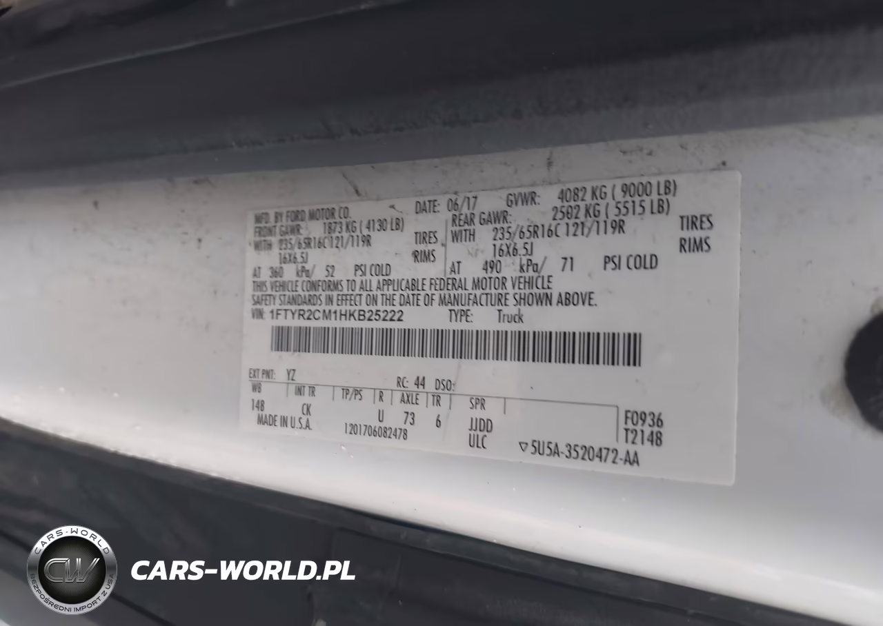 2017 Ford Transit-250 VIN:1FTYR2CM1HKB25222 - 9
