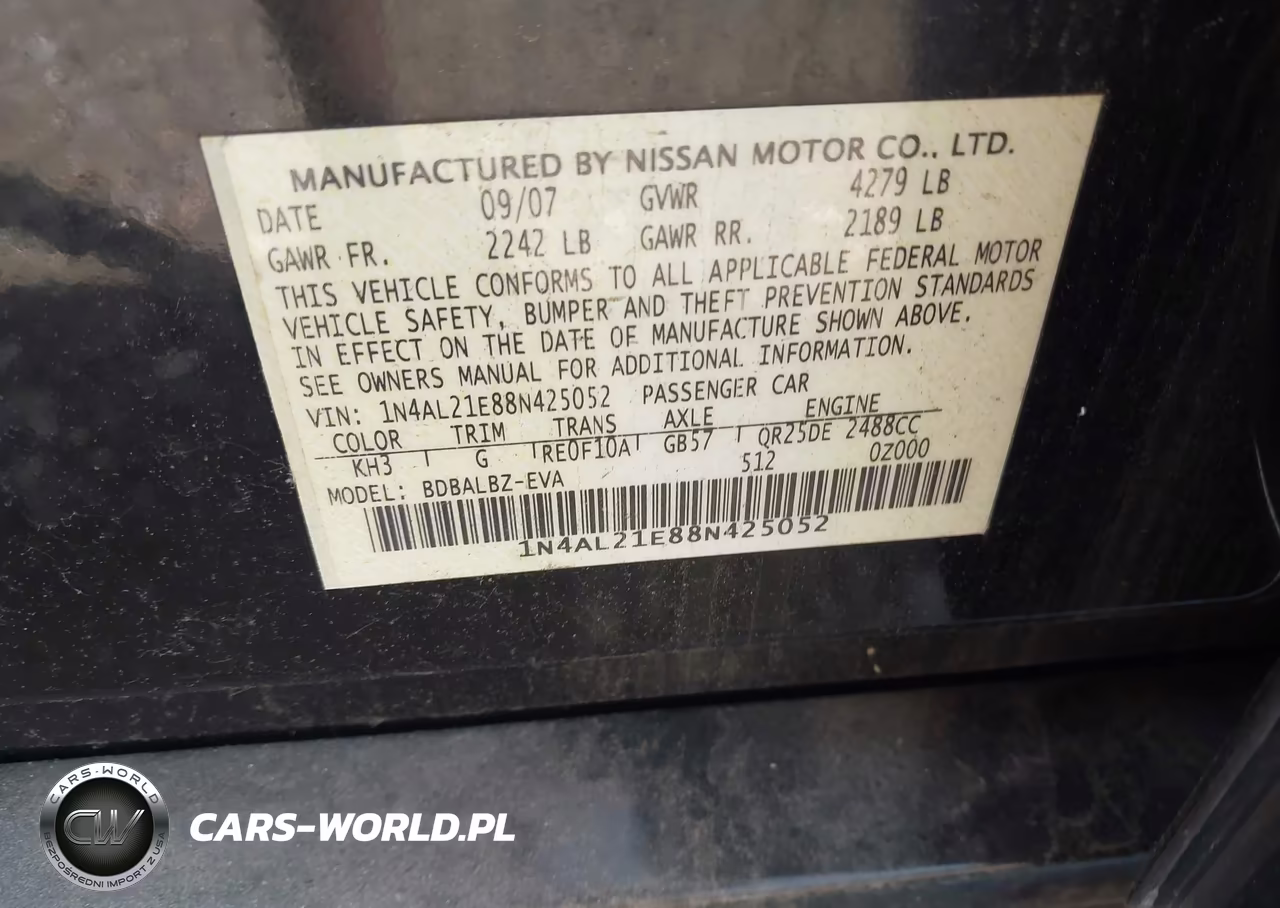2008 Nissan Altima 2.5 S VIN:1N4AL21E88N425052 - 9
