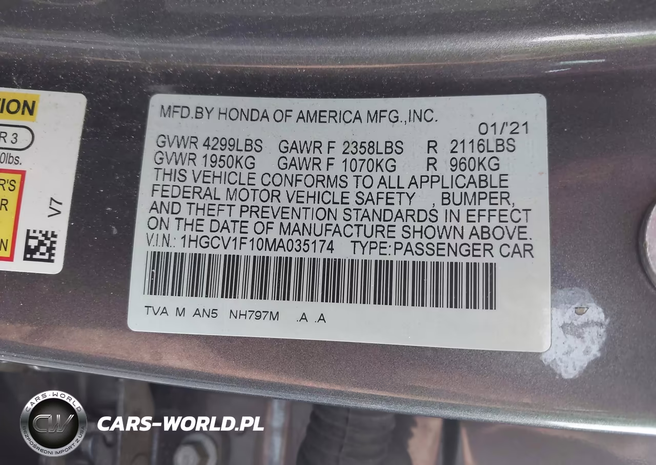 2021 Honda Accord Lx VIN:1HGCV1F10MA035174 - 9