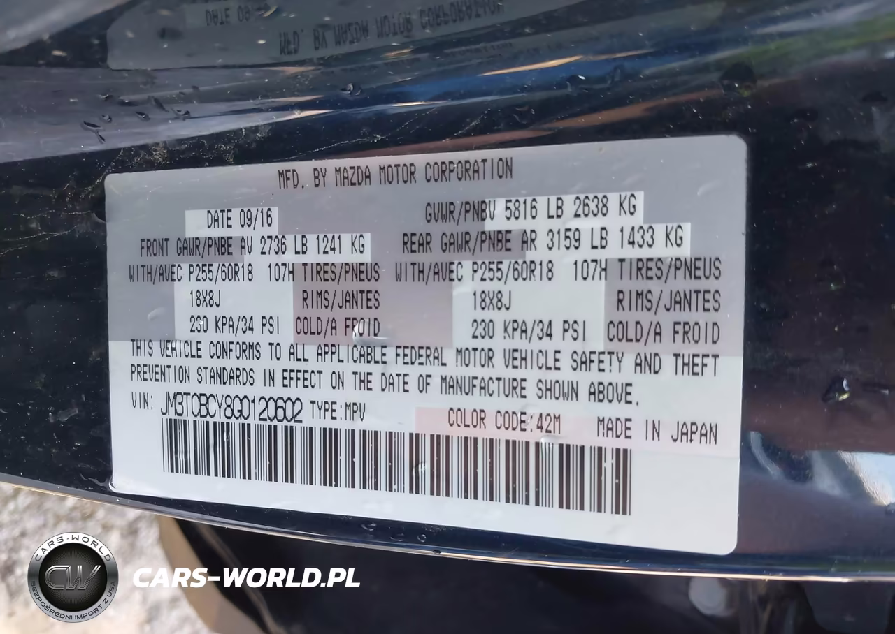 2016 Mazda Cx-9 Touring VIN:JM3TCBCY8G0120602 - 9