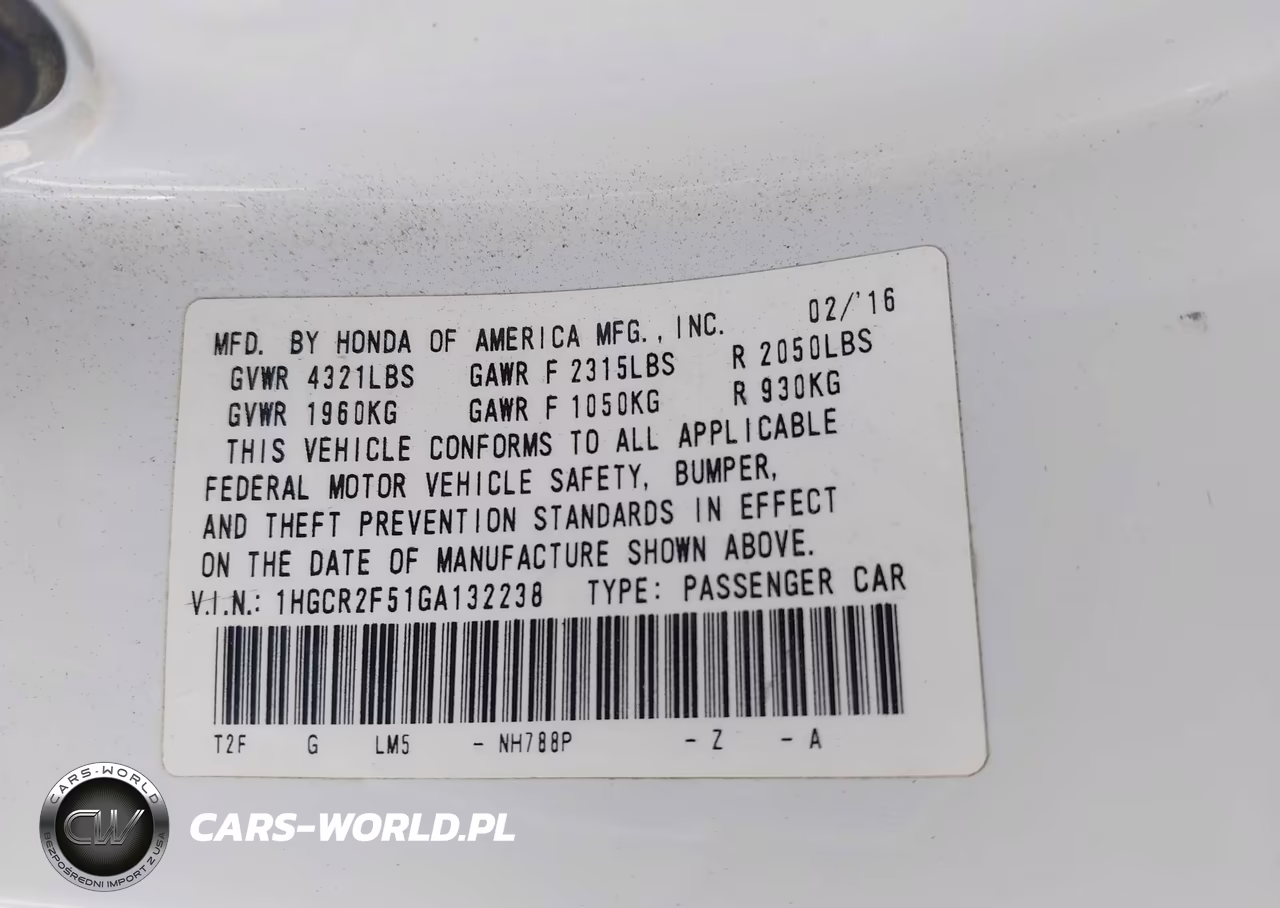 2016 Honda Accord Sport VIN:1HGCR2F51GA132238 - 9
