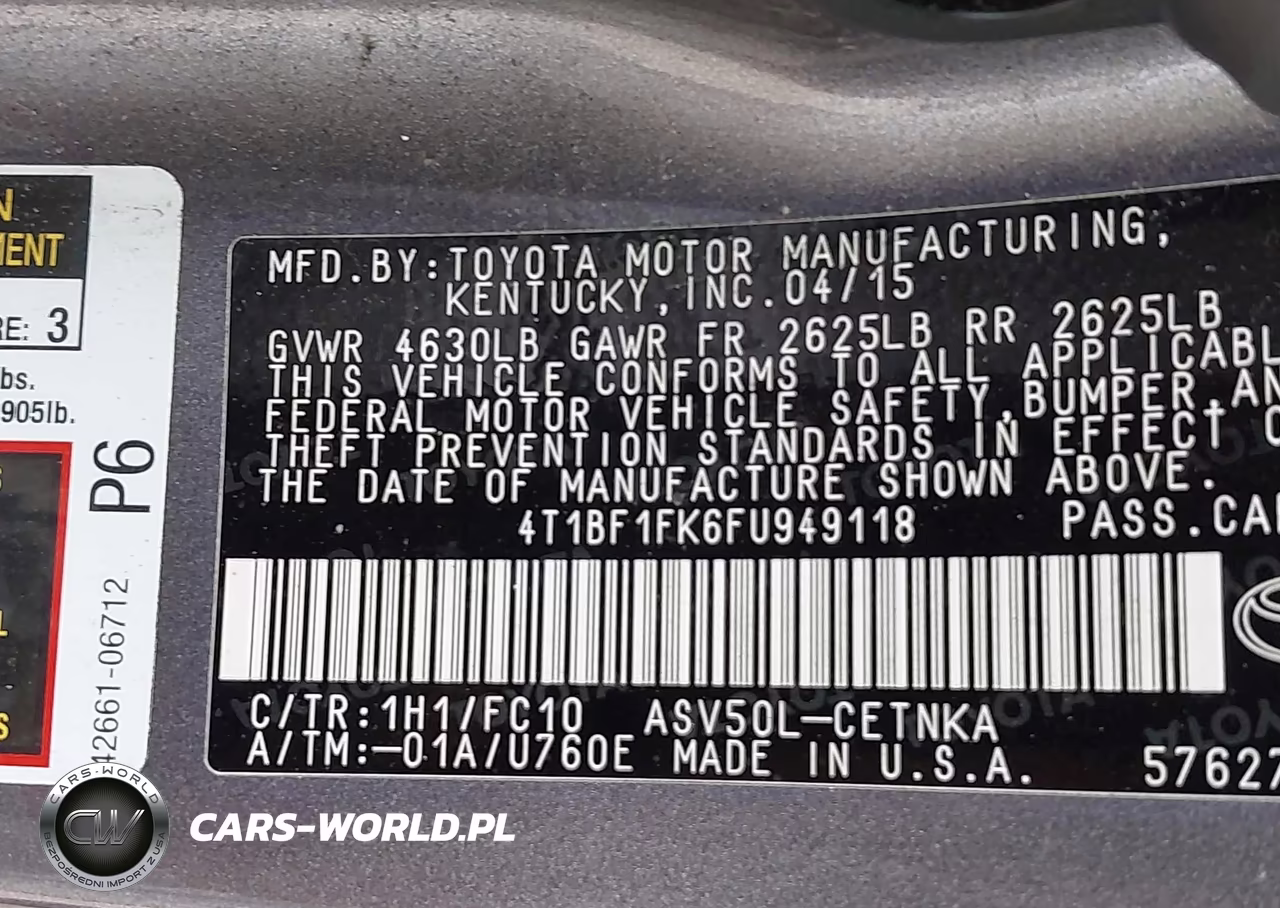 2015 Toyota Camry Le VIN:4T1BF1FK6FU949118 - 9
