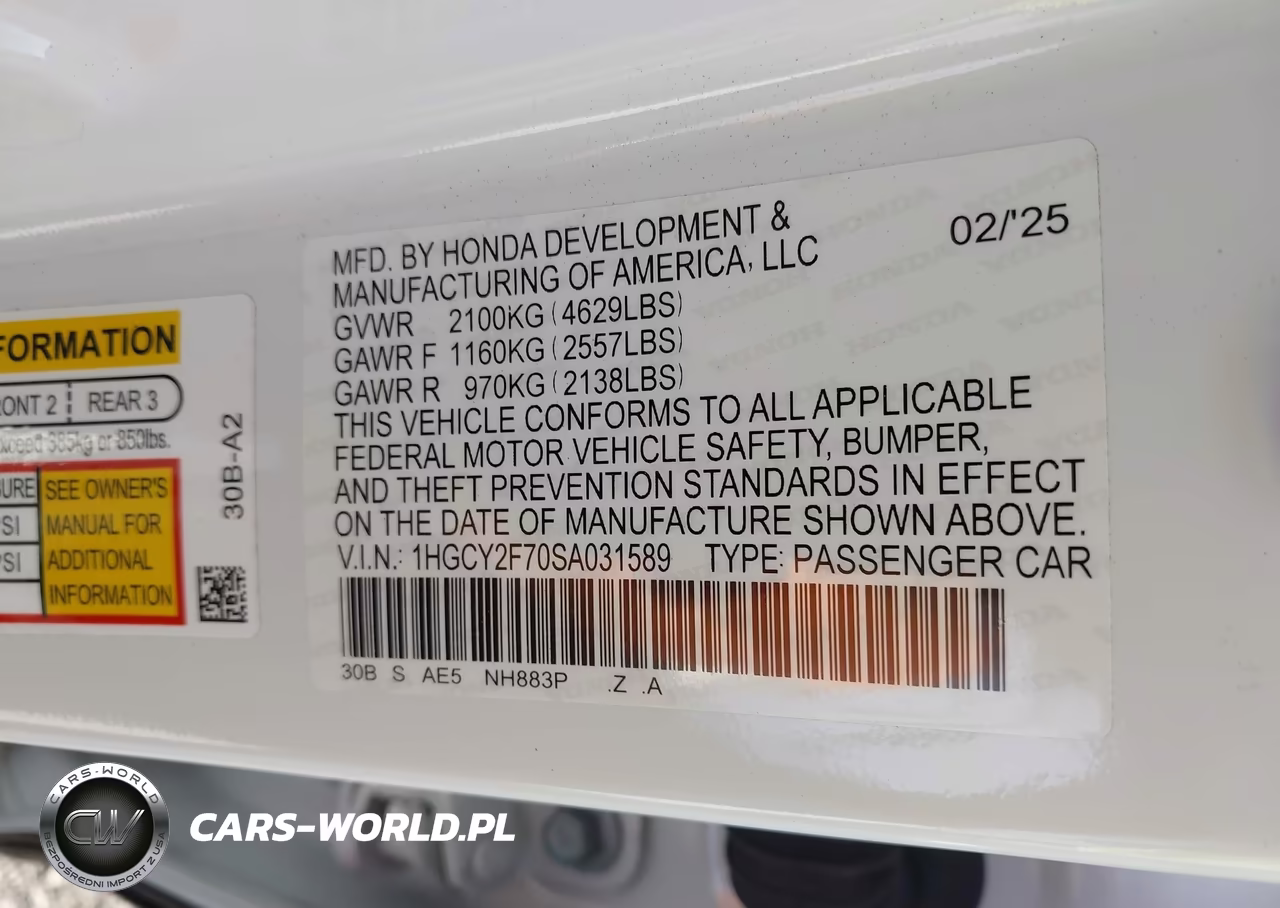 2025 Honda Accord Hybrid Sport-L VIN:1HGCY2F70SA031589 - 9