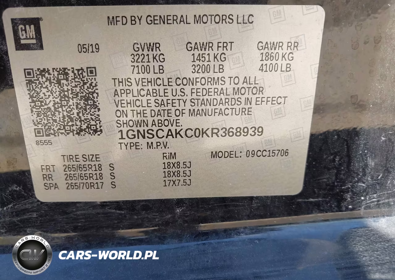 2019 Chevrolet Tahoe Ls VIN:1GNSCAKC0KR368939 - 9