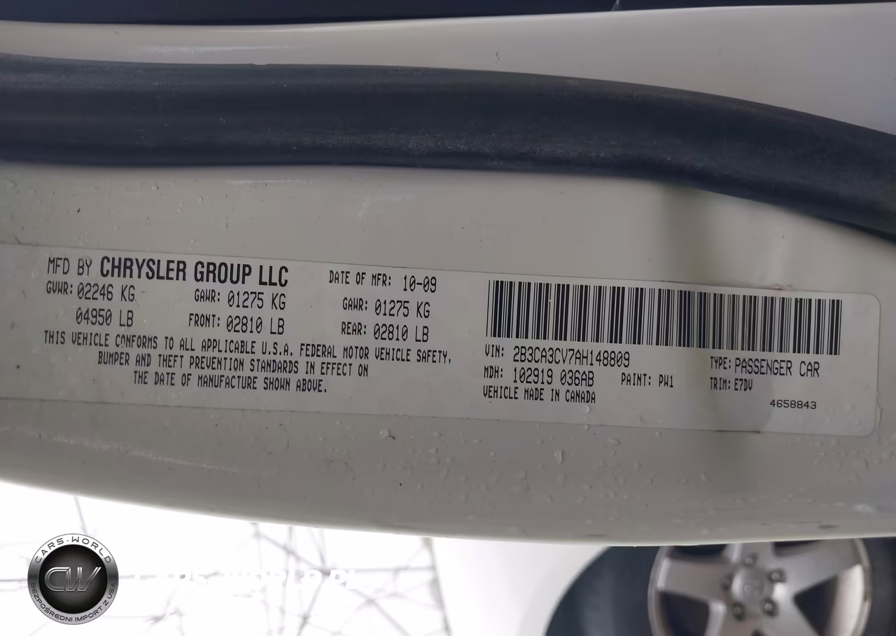 2010 Dodge Charger Sxt VIN:2B3CA3CV7AH148809 - 9