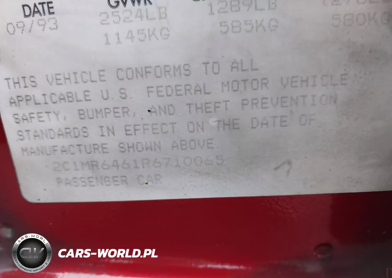 1994 Geo Metro VIN:2C1MR6461R6710065 - 9