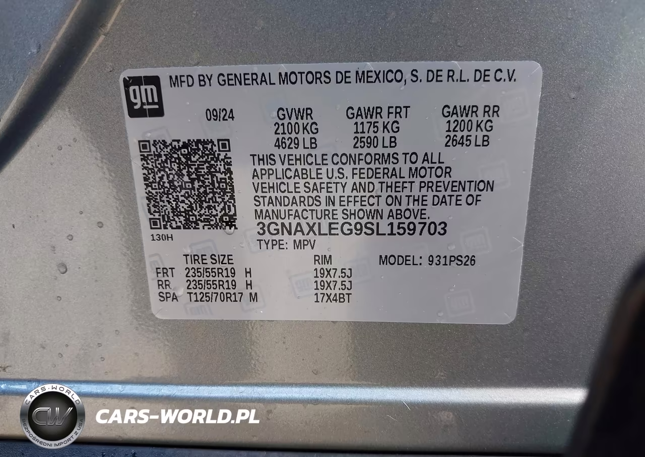 2025 Chevrolet Equinox Fwd Rs VIN:3GNAXLEG9SL159703 - 9