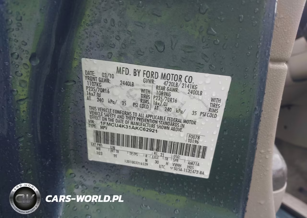 2010 Ford Escape Hybrid Limited VIN:1FMCU4K31AKC62921 - 9