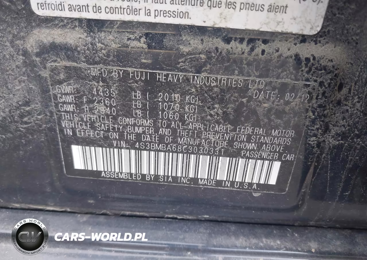 2012 Subaru Legacy 2.5I VIN:4S3BMBA68C3030331 - 9