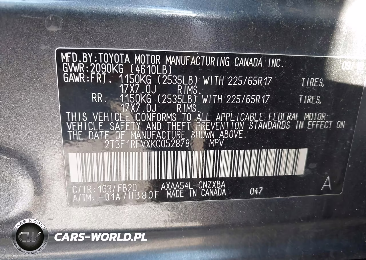 2019 Toyota Rav4 Le VIN:2T3F1RFVXKC052878 - 9