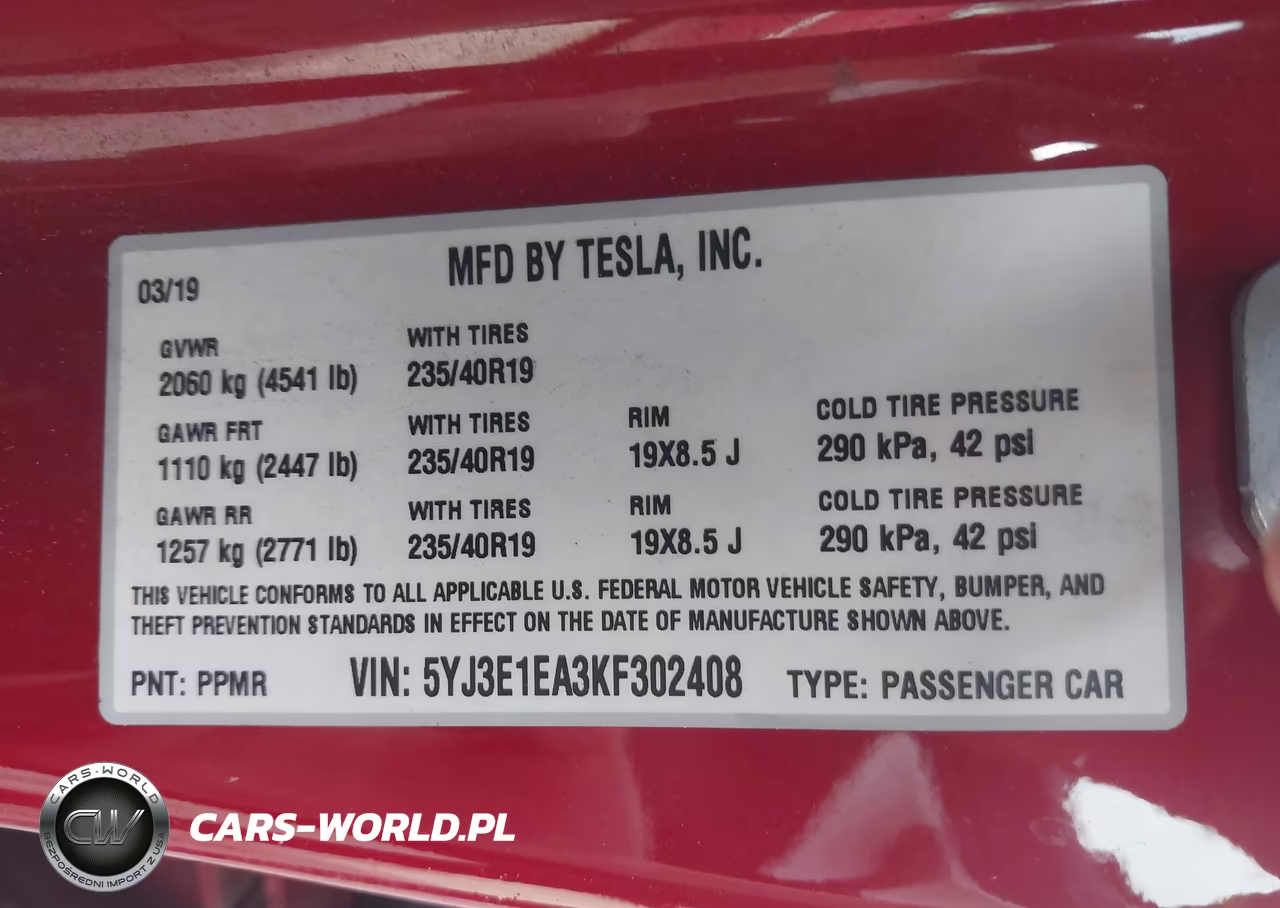 2019 Tesla Model 3 Long Range-Mid Range-Standard Range-Standard Range Plus VIN:5YJ3E1EA3KF302408 - 9