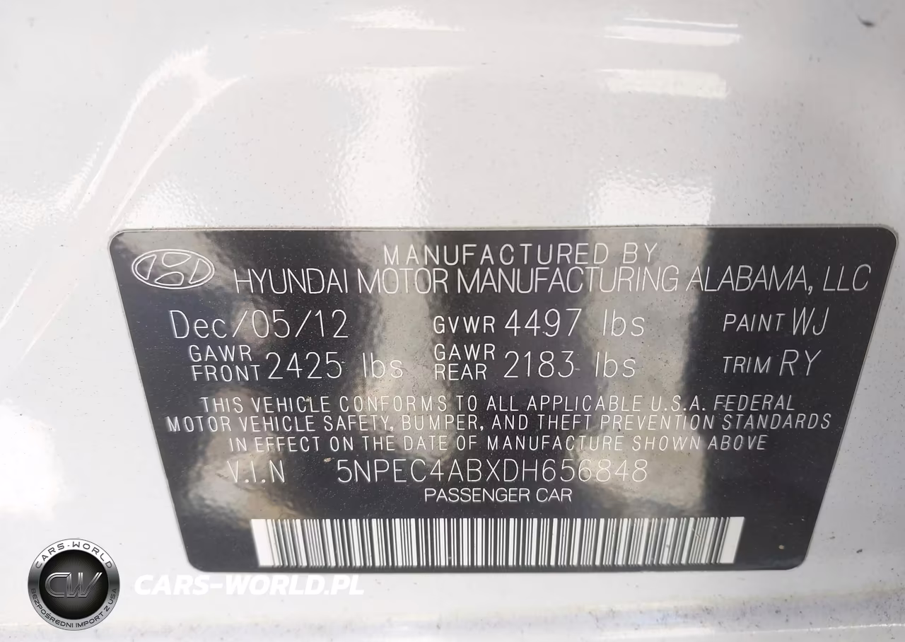 2013 Hyundai Sonata Se 2.0T VIN:5NPEC4ABXDH656848 - 9