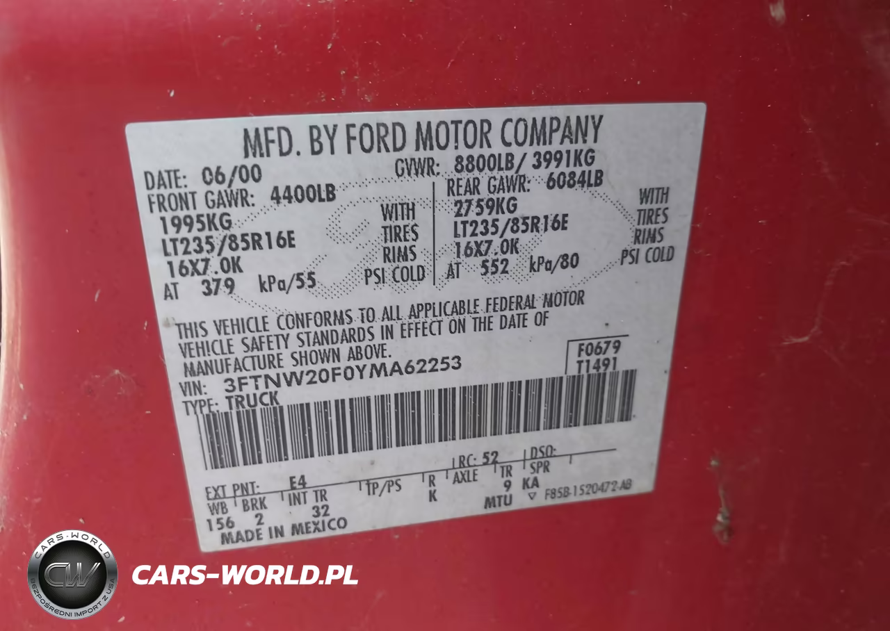 2000 Ford F-250 Lariat-Xl-Xlt VIN:3FTNW20F0YMA62253 - 9