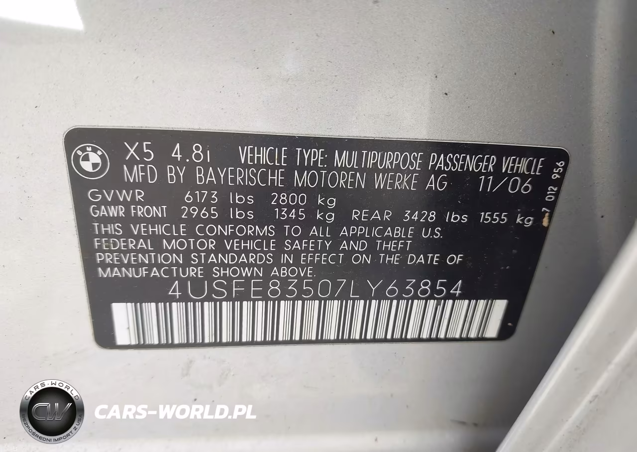 2007 BMW X5 4.8I VIN:4USFE83507LY63854 - 9