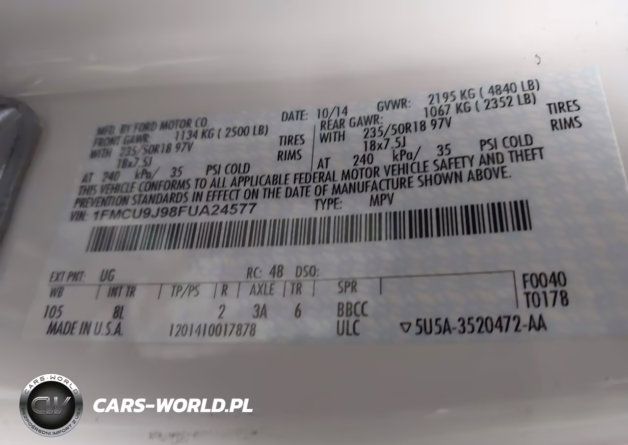2015 Ford Escape Titanium VIN:1FMCU9J98FUA24577 - 9
