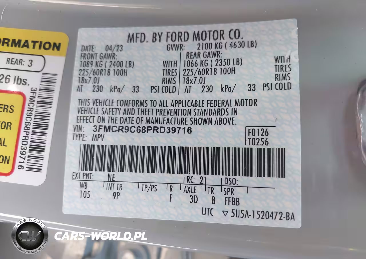 2023 Ford Bronco Sport Outer Banks VIN:3FMCR9C68PRD39716 - 9