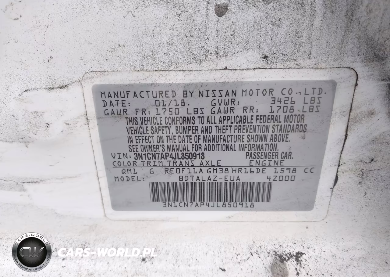 2018 Nissan Versa 1.6 S+ VIN:3N1CN7AP4JL850918 - 9