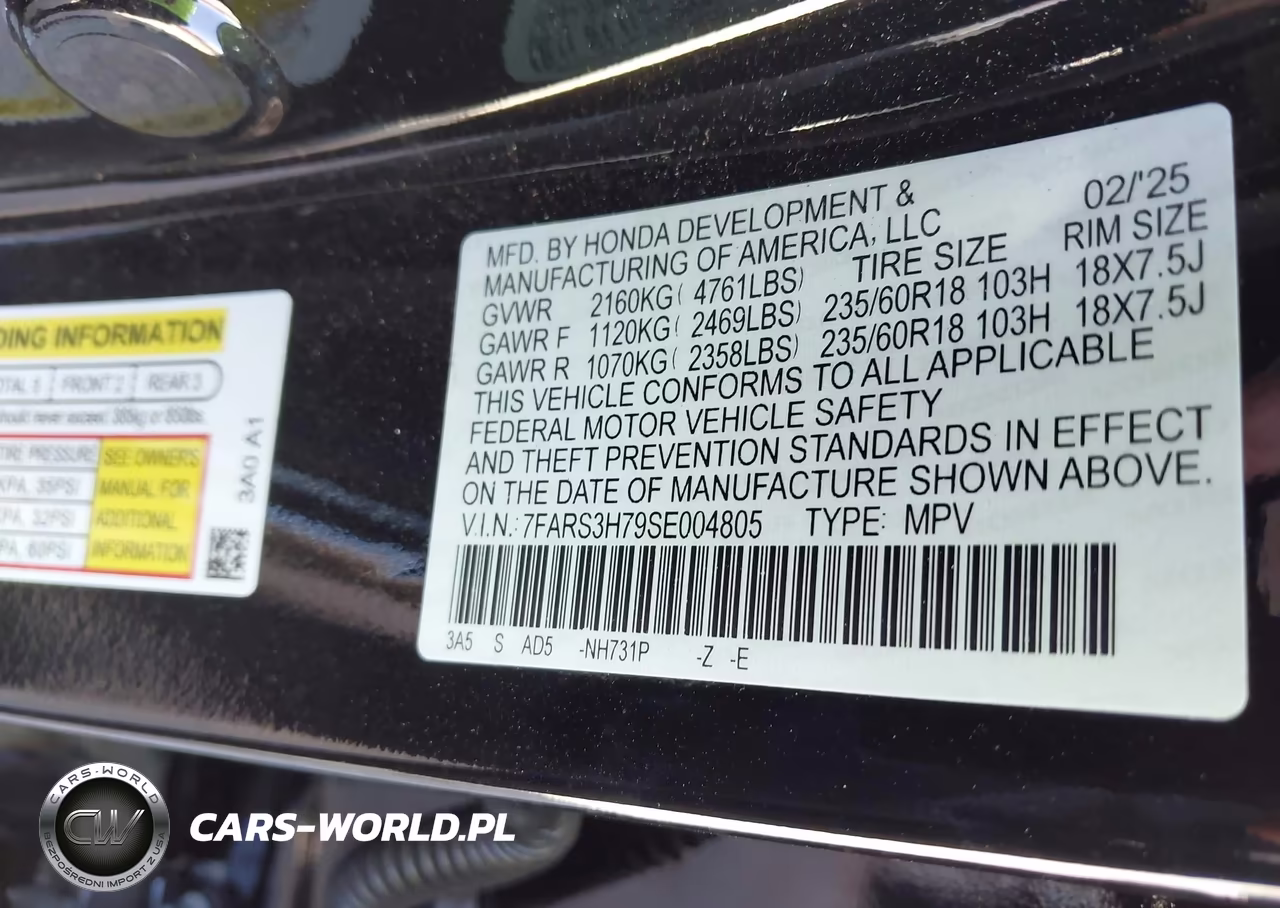2025 Honda Cr-V Ex-L 2Wd VIN:7FARS3H79SE004805 - 9