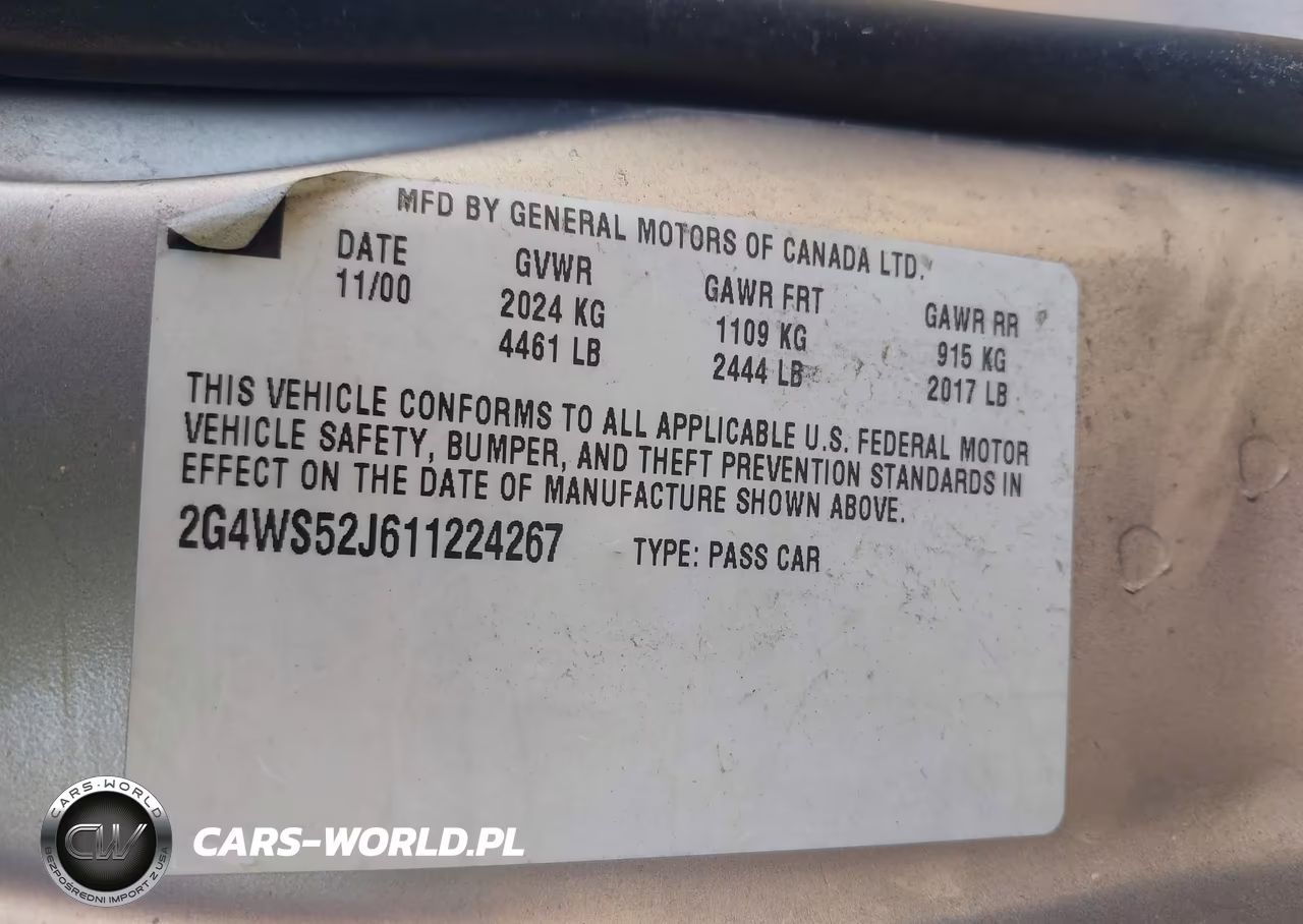 2001 Buick Century Custom VIN:2G4WS52J611224267 - 9