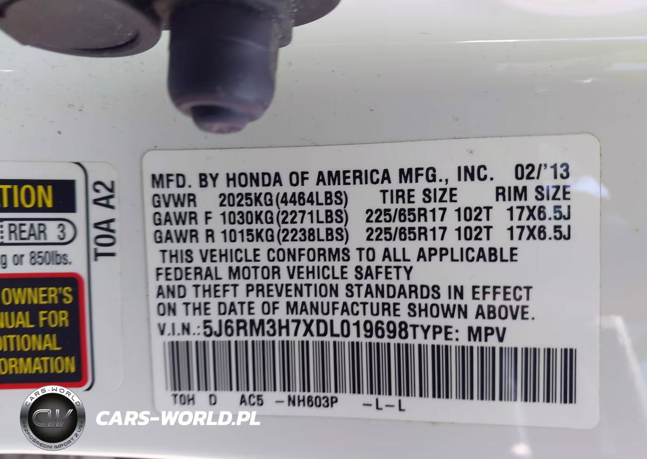 2013 Honda Cr-V Ex-L VIN:5J6RM3H7XDL019698 - 9