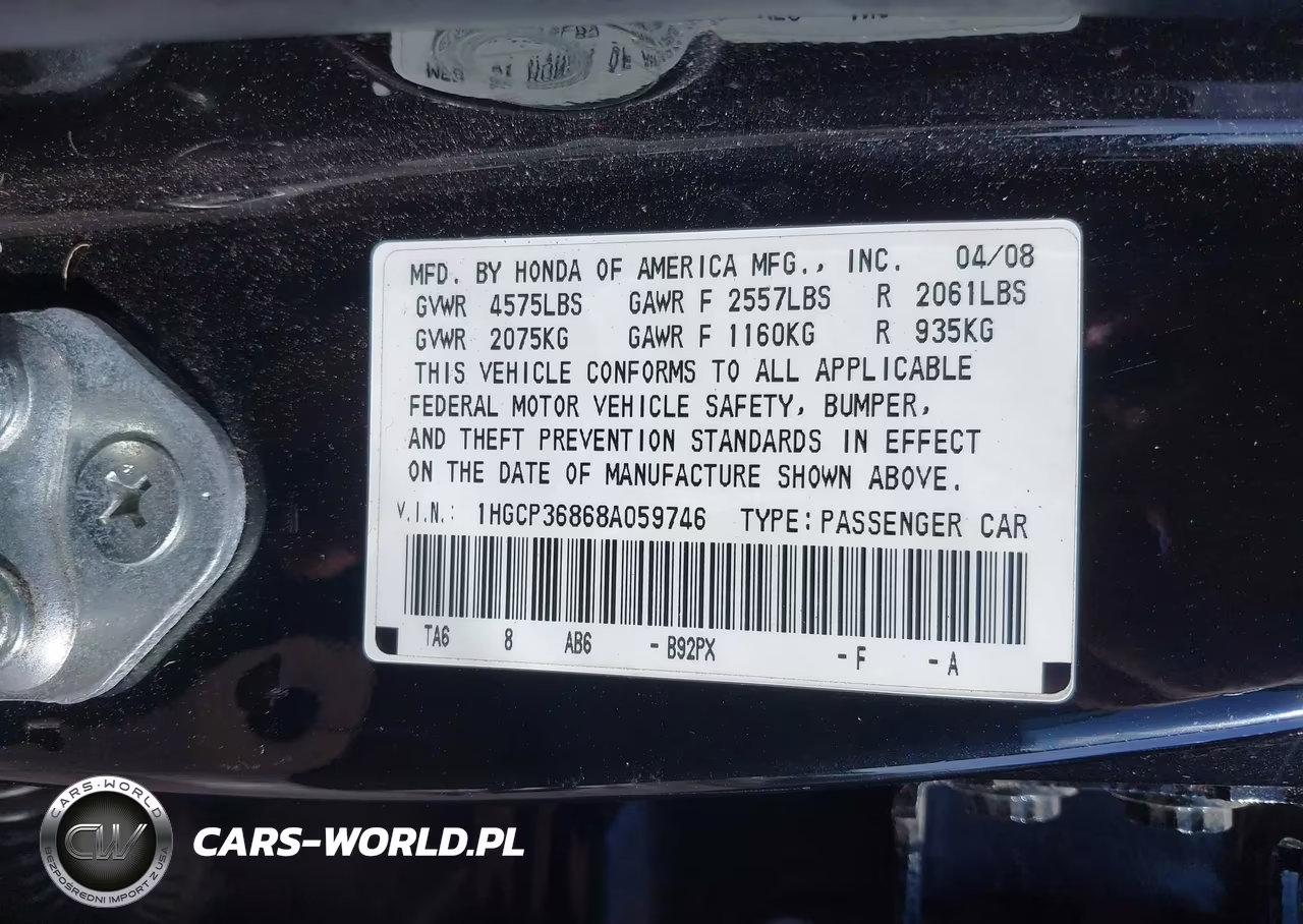 2008 Honda Accord 3.5 Ex-L VIN:1HGCP36868A059746 - 9