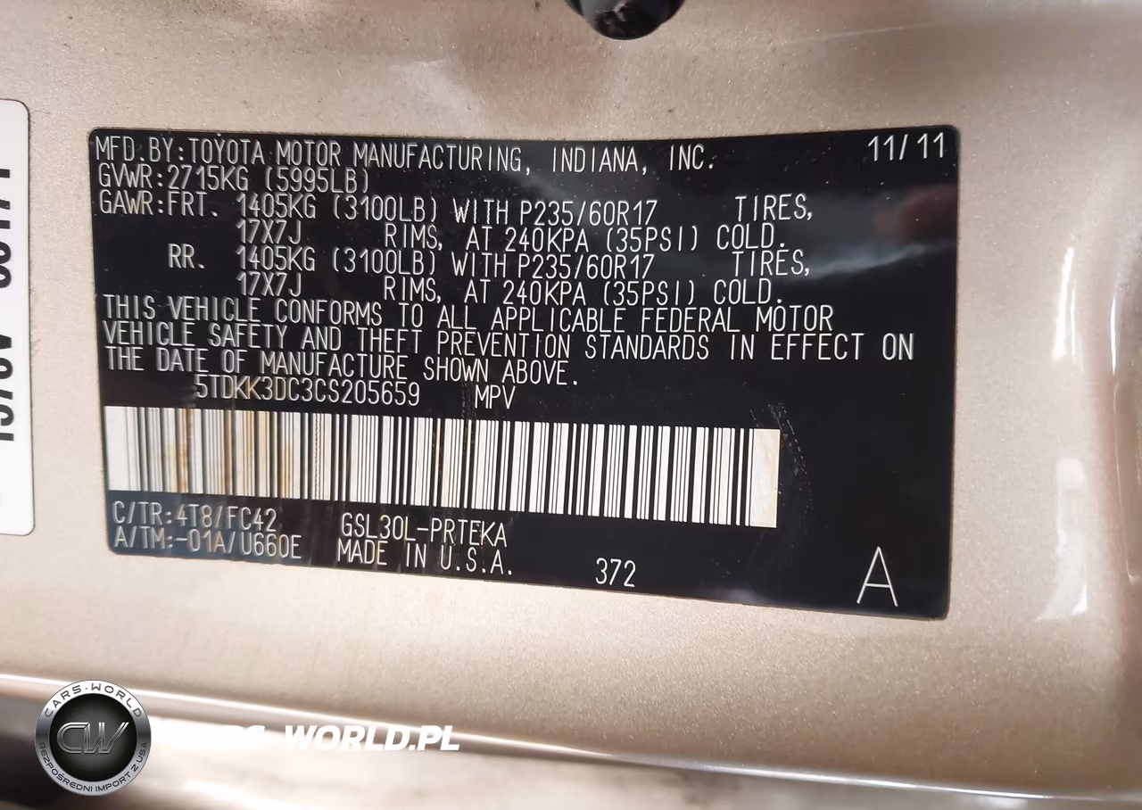 2012 Toyota Sienna Le V6 7 Passenger Auto Access Seat-Le V6 8 Passenger VIN:5TDKK3DC3CS205659 - 9