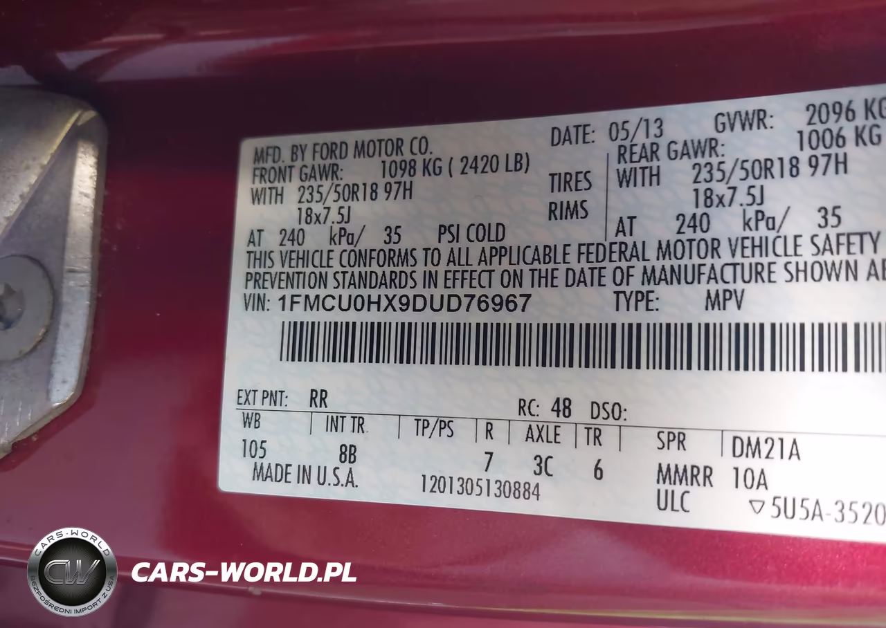 2013 Ford Escape Sel VIN:1FMCU0HX9DUD76967 - 9