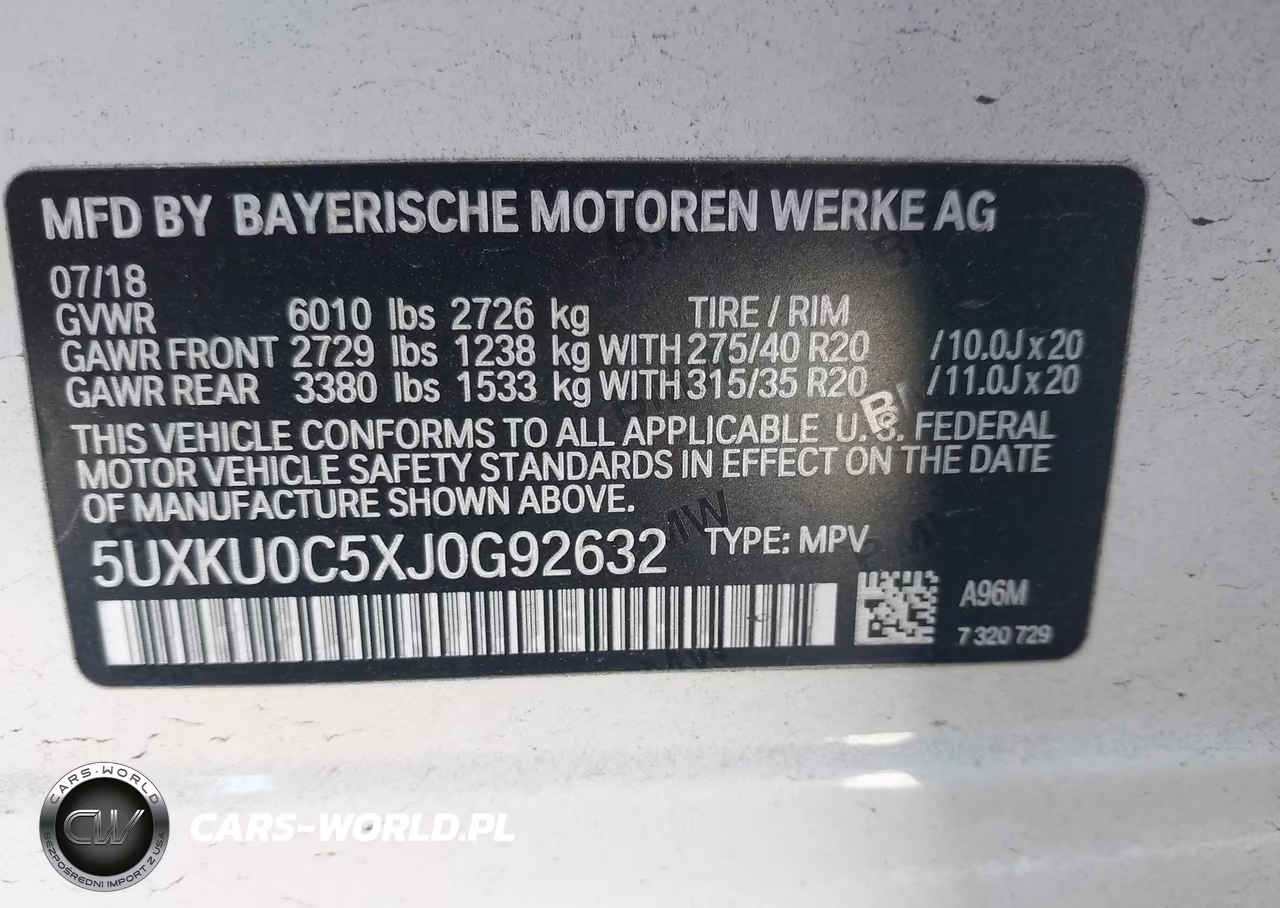2018 BMW X6 Sdrive35I VIN:5UXKU0C5XJ0G92632 - 9
