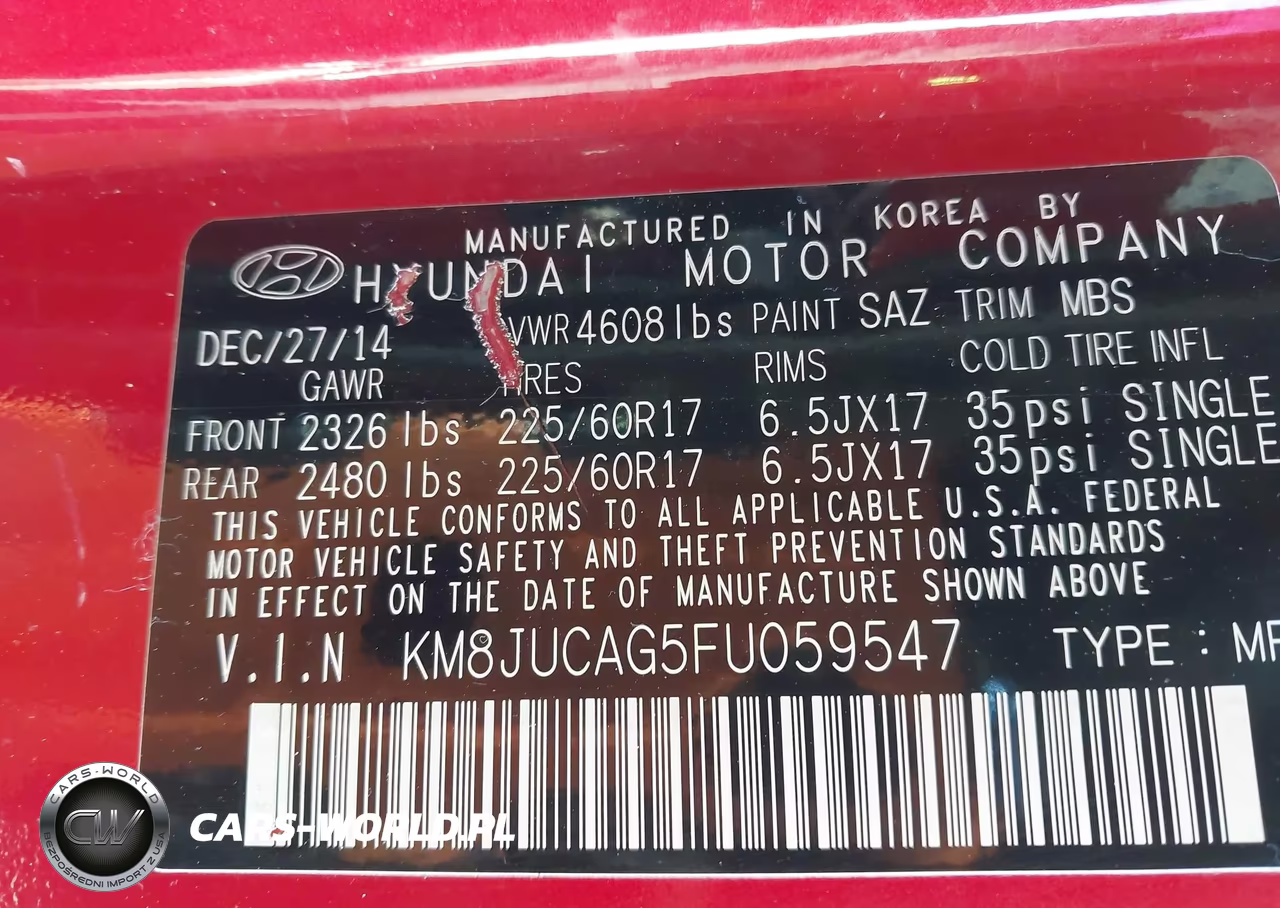 2015 Hyundai Tucson Se VIN:KM8JUCAG5FU059547 - 9