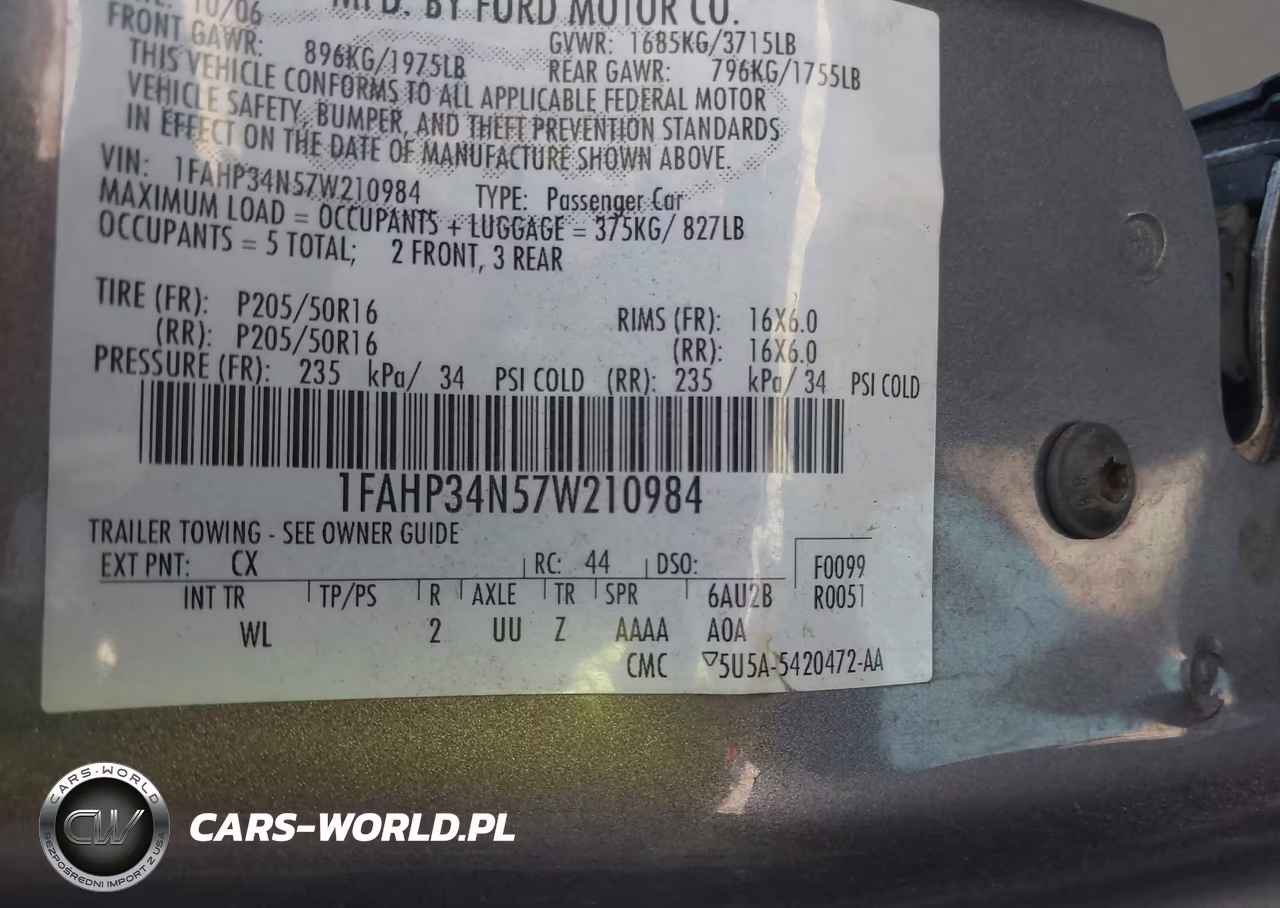 2007 Ford Focus S-Se-Ses VIN:1FAHP34N57W210984 - 9