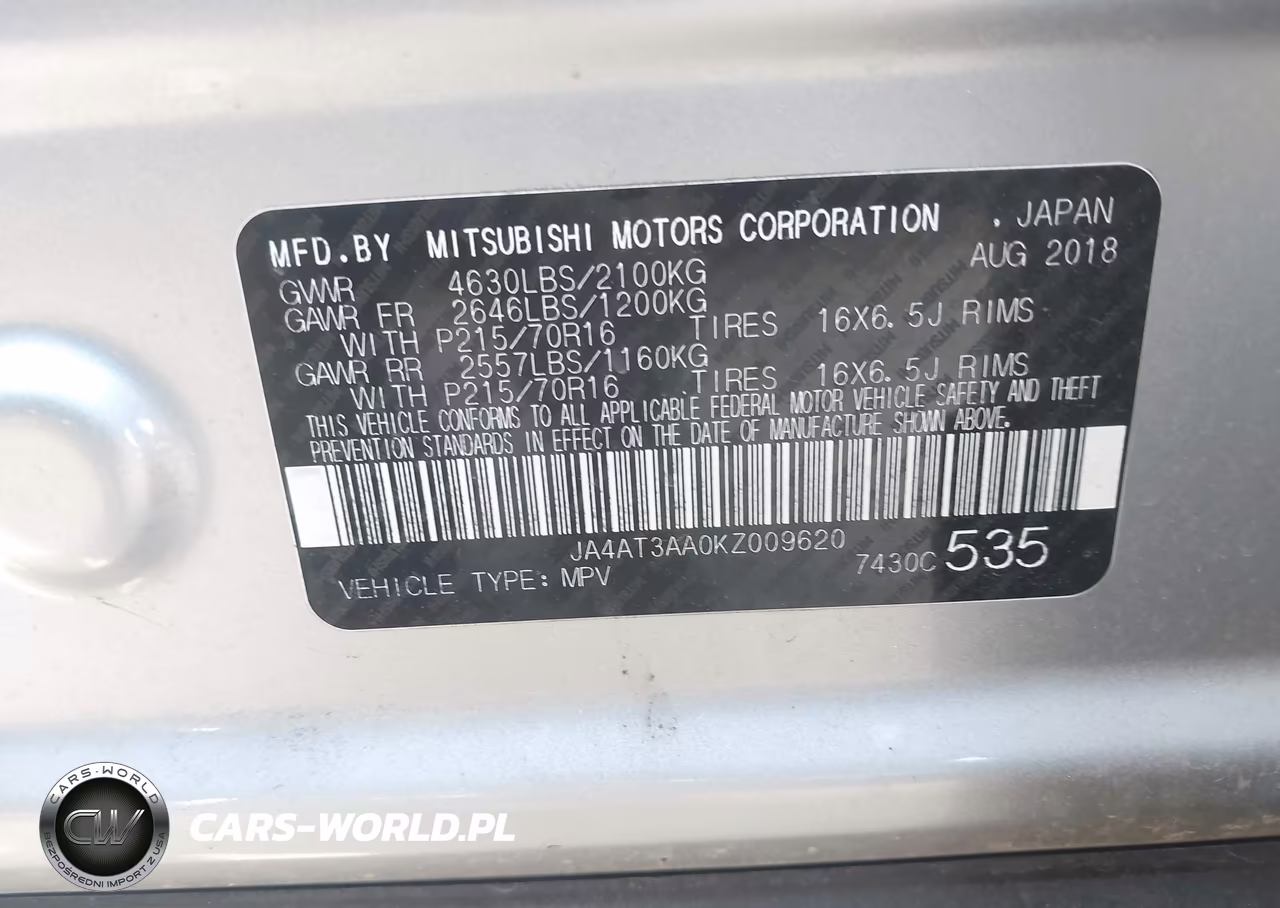 2019 Mitsubishi Eclipse Cross Es VIN:JA4AT3AA0KZ009620 - 9