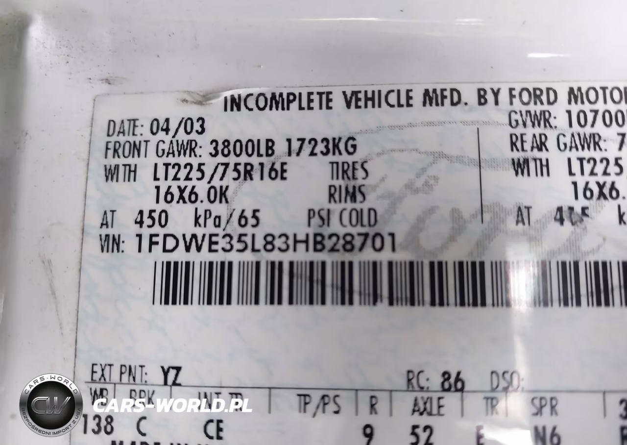 2003 Ford E-350 Cutaway Standard VIN:1FDWE35L83HB28701 - 8