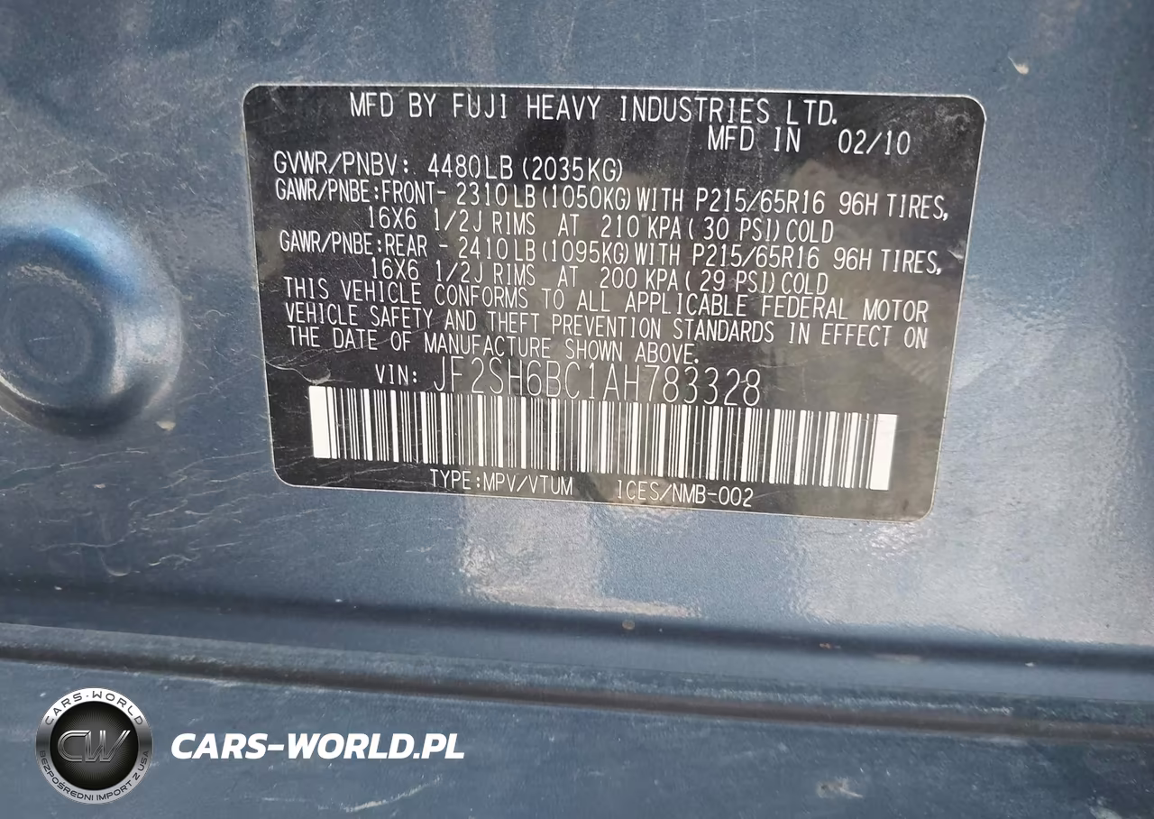 2010 Subaru Forester 2.5X VIN:JF2SH6BC1AH783328 - 9