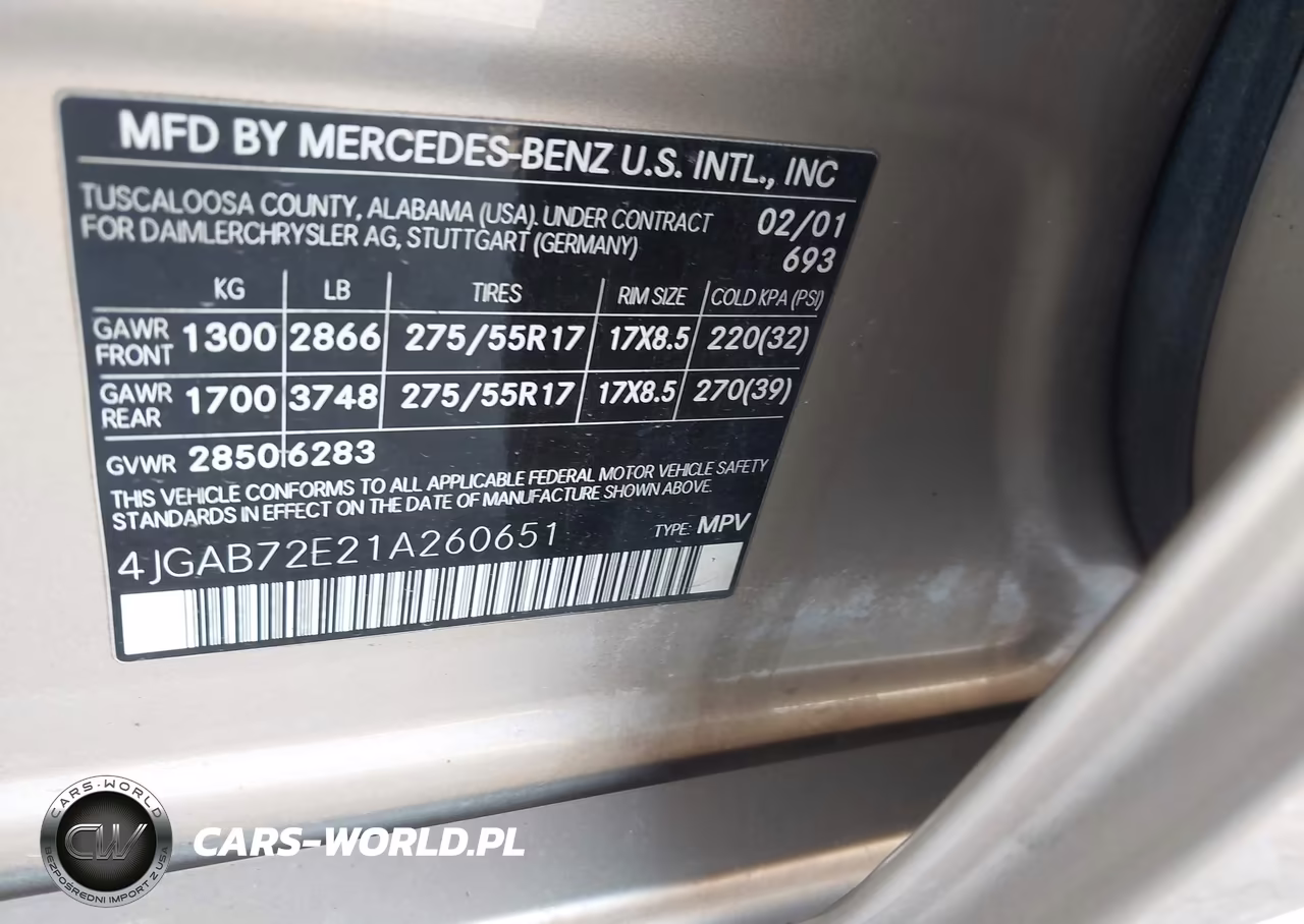 2001 Mercedes-Benz Ml 430 VIN:4JGAB72E21A260651 - 9