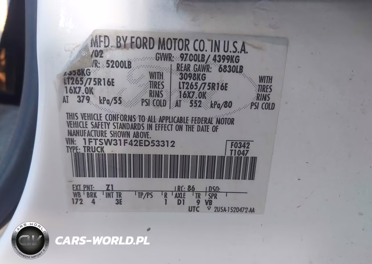 2002 Ford F-350 Lariat-Xl-Xlt VIN:1FTSW31F42ED53312 - 9