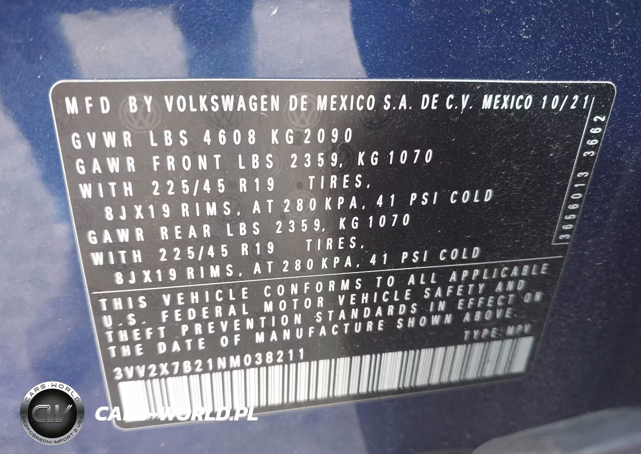 2022 Volkswagen Taos 1.5T Sel VIN:3VV2X7B21NM038211 - 9