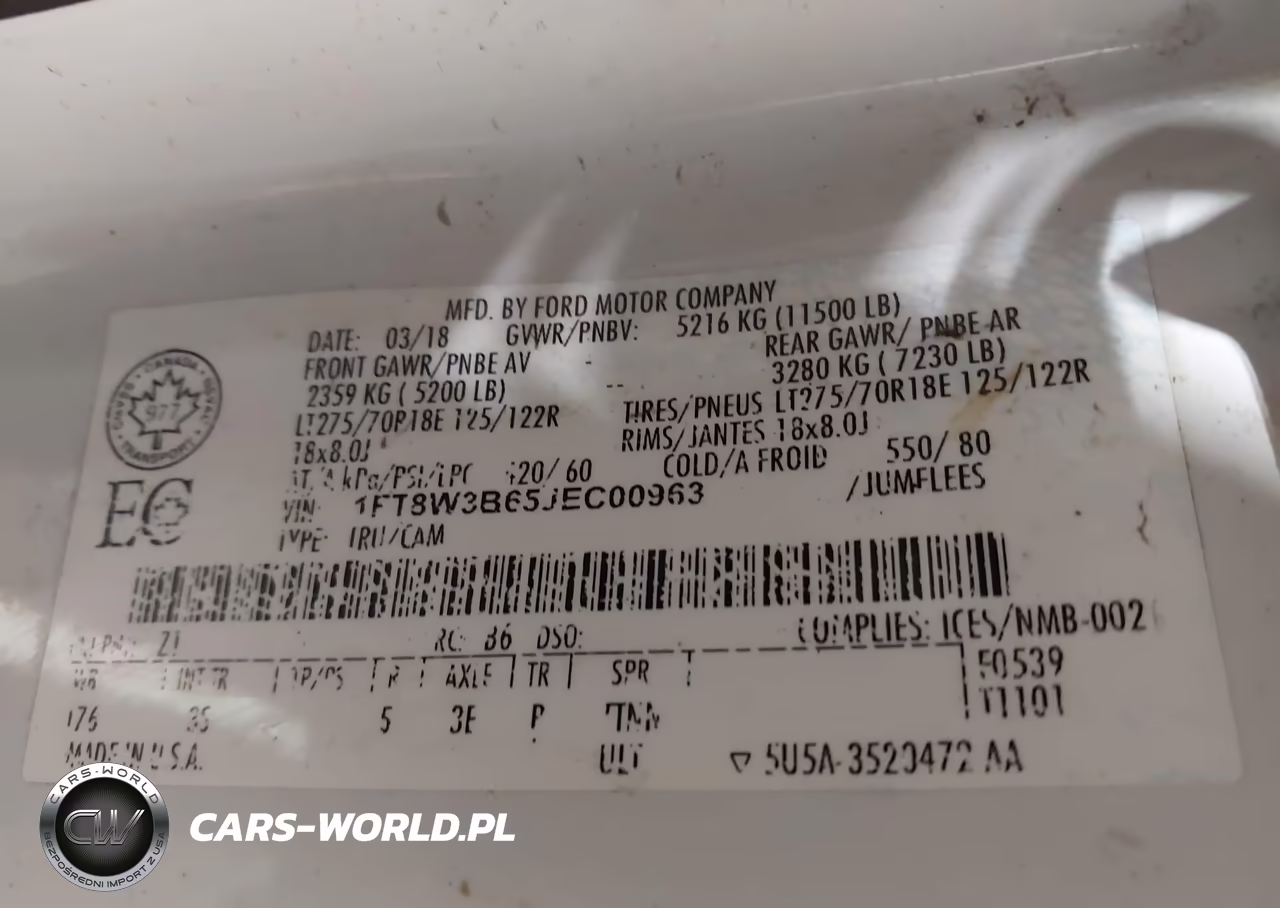 2018 Ford F-350 Xlt VIN:1FT8W3B65JEC00963 - 8