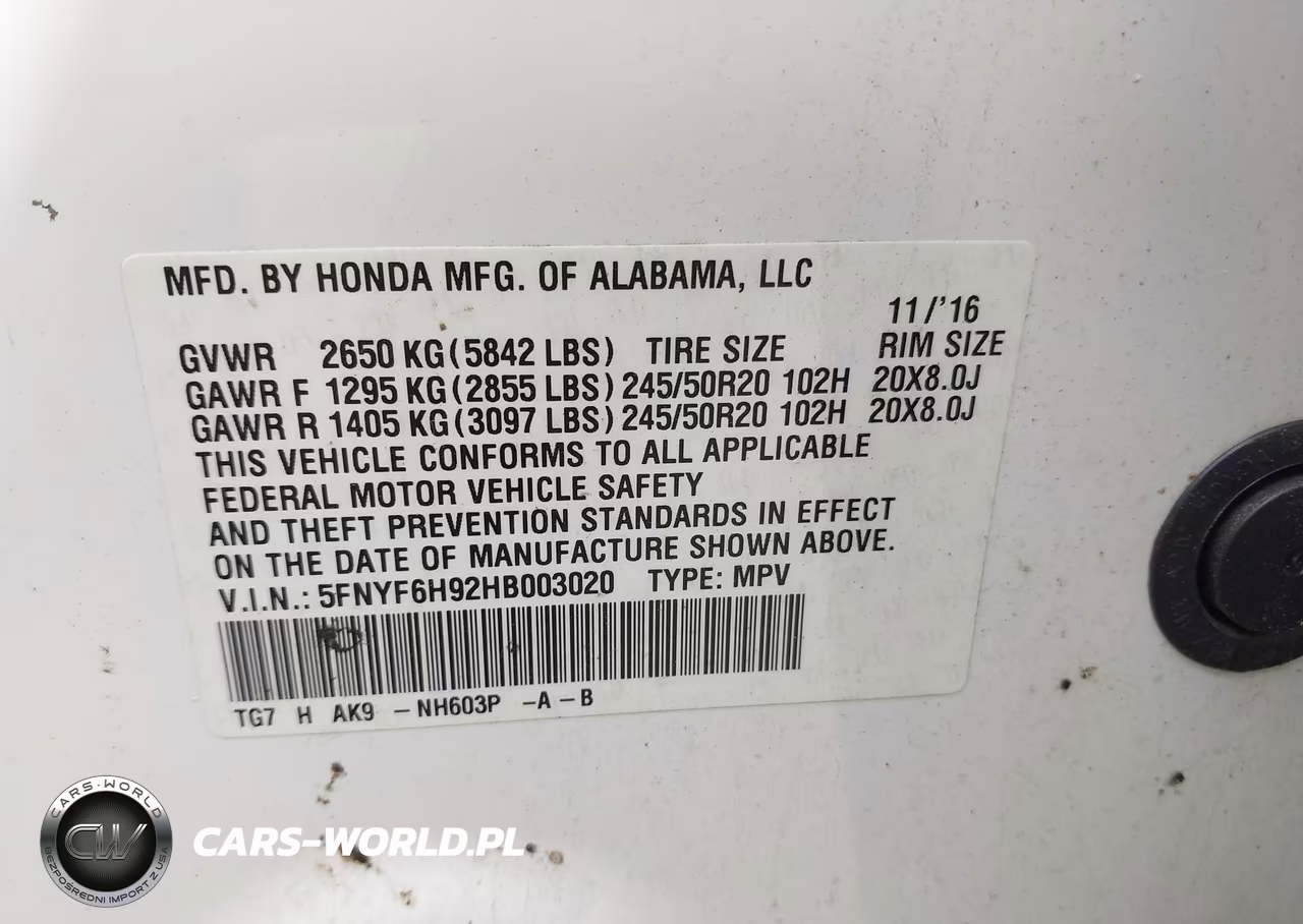 2017 Honda Pilot Touring VIN:5FNYF6H92HB003020 - 9