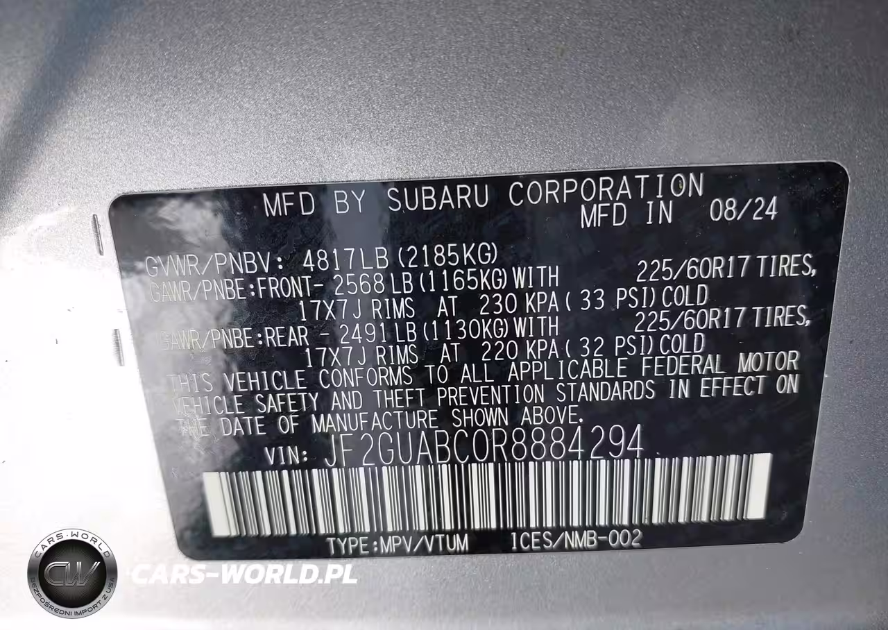 2024 Subaru Crosstrek VIN:JF2GUABC0R8884294 - 9