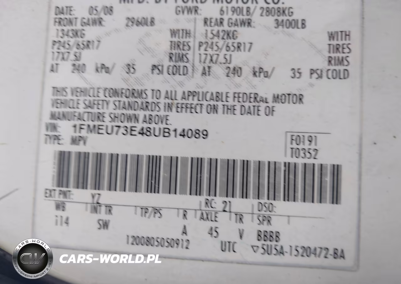 2008 Ford Explorer Xlt VIN:1FMEU73E48UB14089 - 9