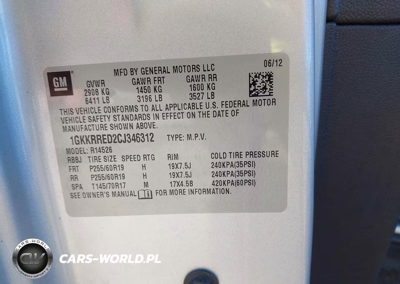 2012 GMC Acadia Slt-1 VIN:1GKKRRED2CJ346312 - 9