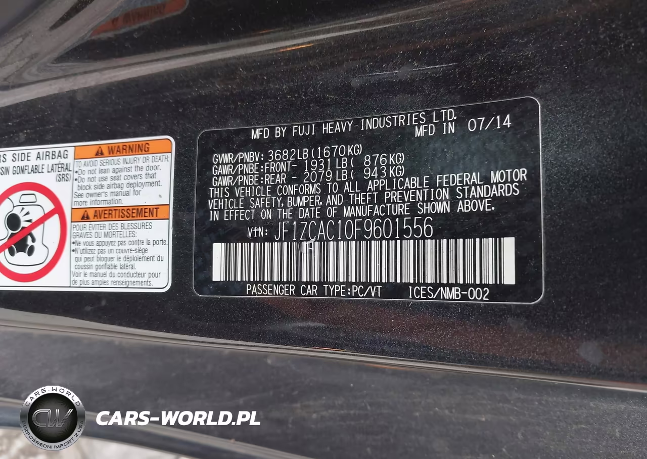 2015 Subaru Brz Limited VIN:JF1ZCAC10F9601556 - 9
