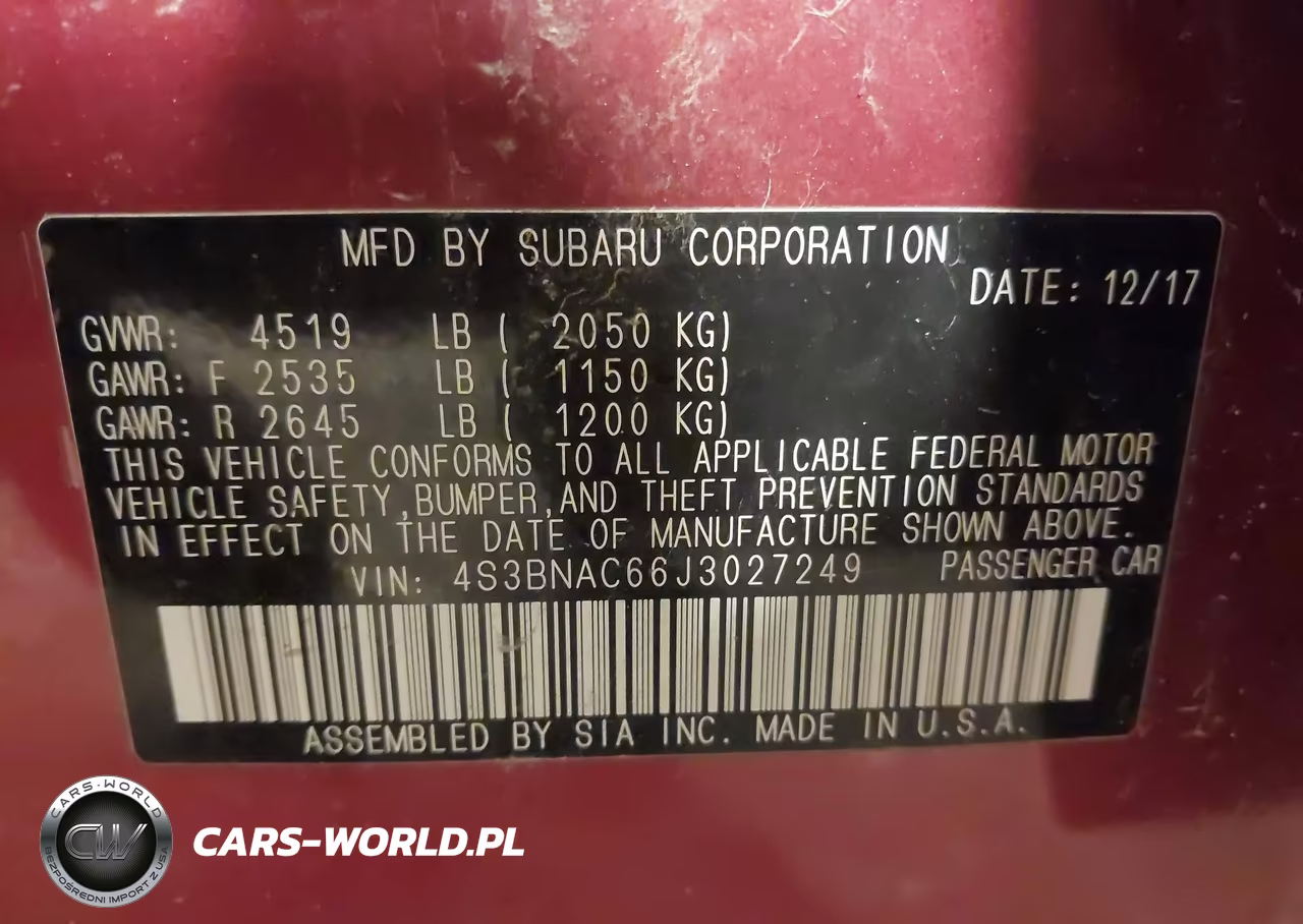 2018 Subaru Legacy 2.5I Premium VIN:4S3BNAC66J3027249 - 9