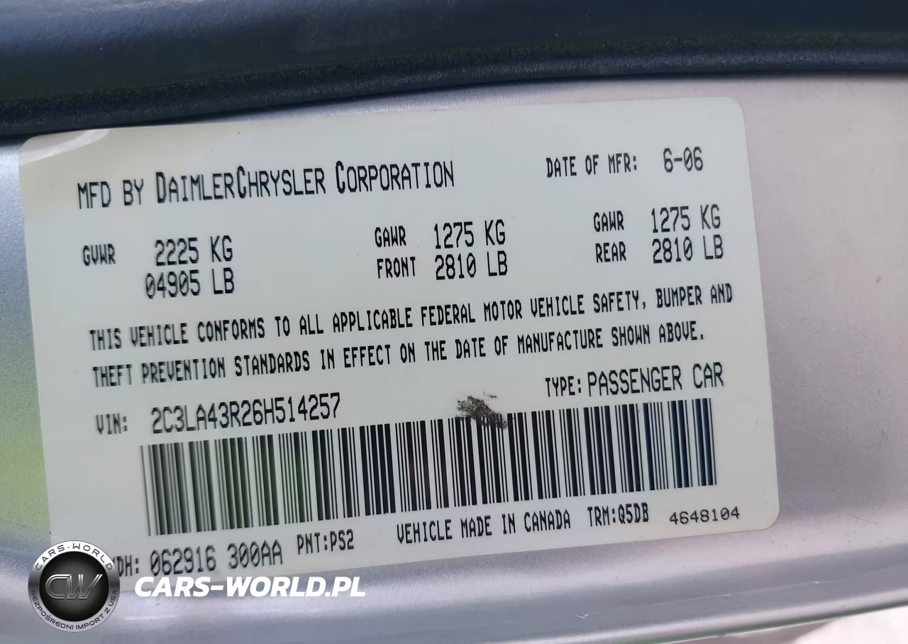 2006 Chrysler 300 VIN:2C3LA43R26H514257 - 9
