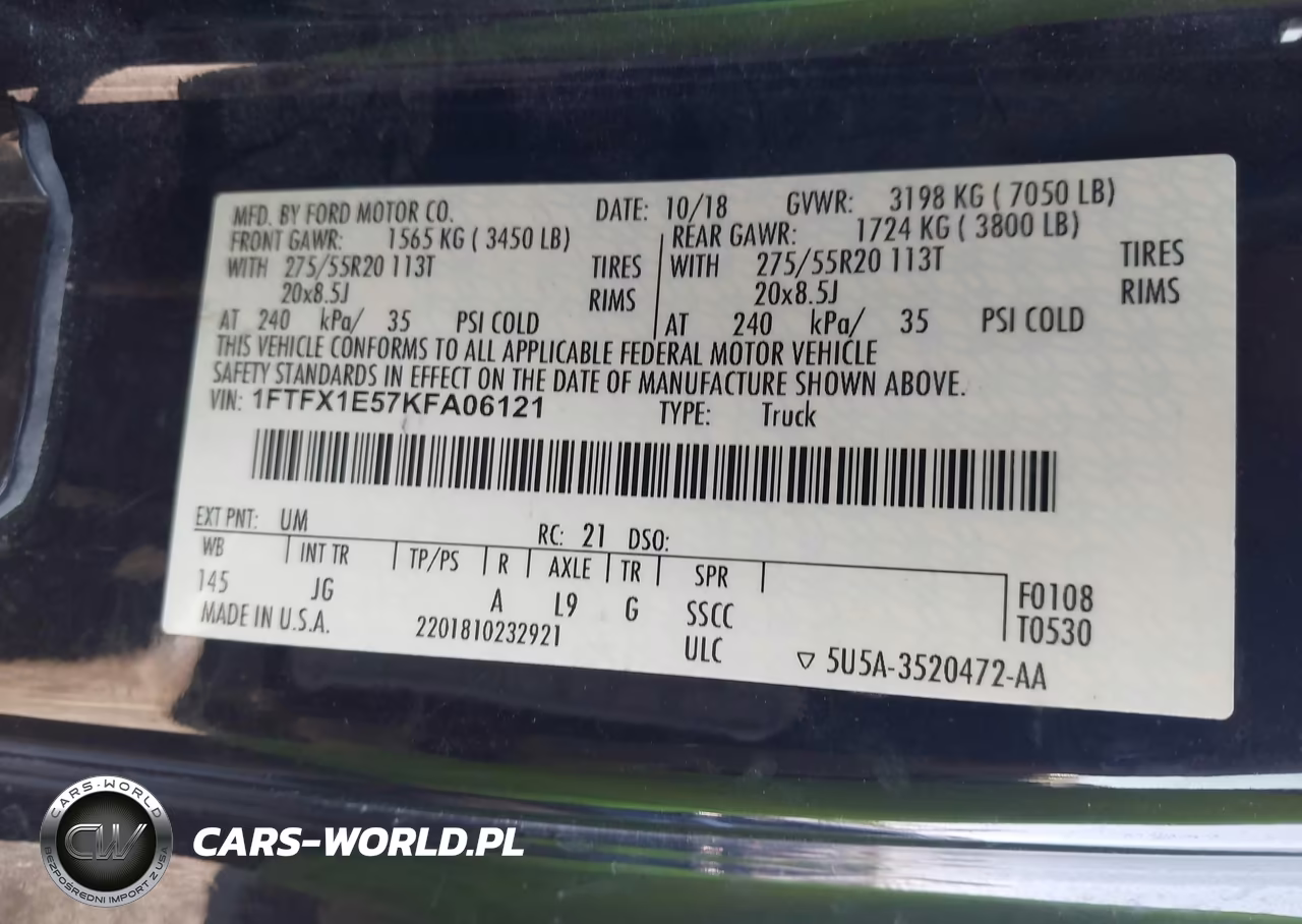 2019 Ford F-150 Xl VIN:1FTFX1E57KFA06121 - 9